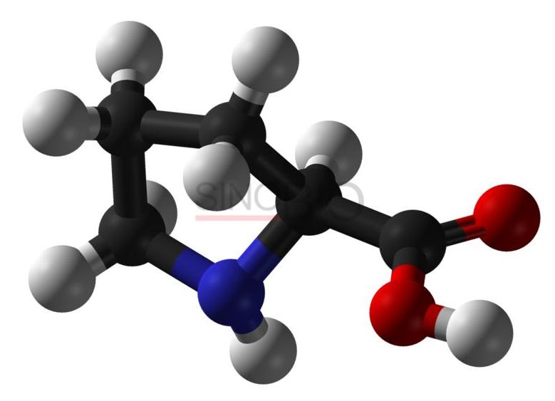 L-Proline Molecular Structure Молекулярная структура аминокислоты L-пролина CAS 147-85-3